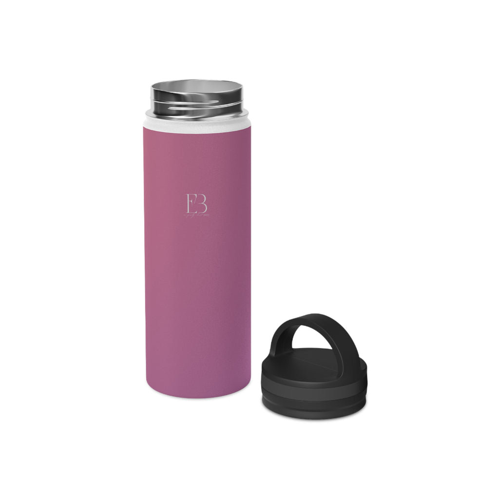 Rose orchid insulated stainless steel water bottle with carrying-handle lid and silver top