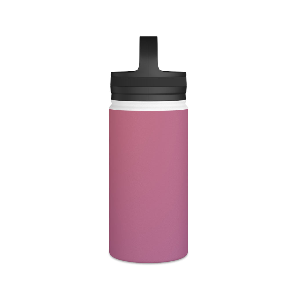 Rose orchid insulated stainless steel water bottle with black handle lid and narrow spout