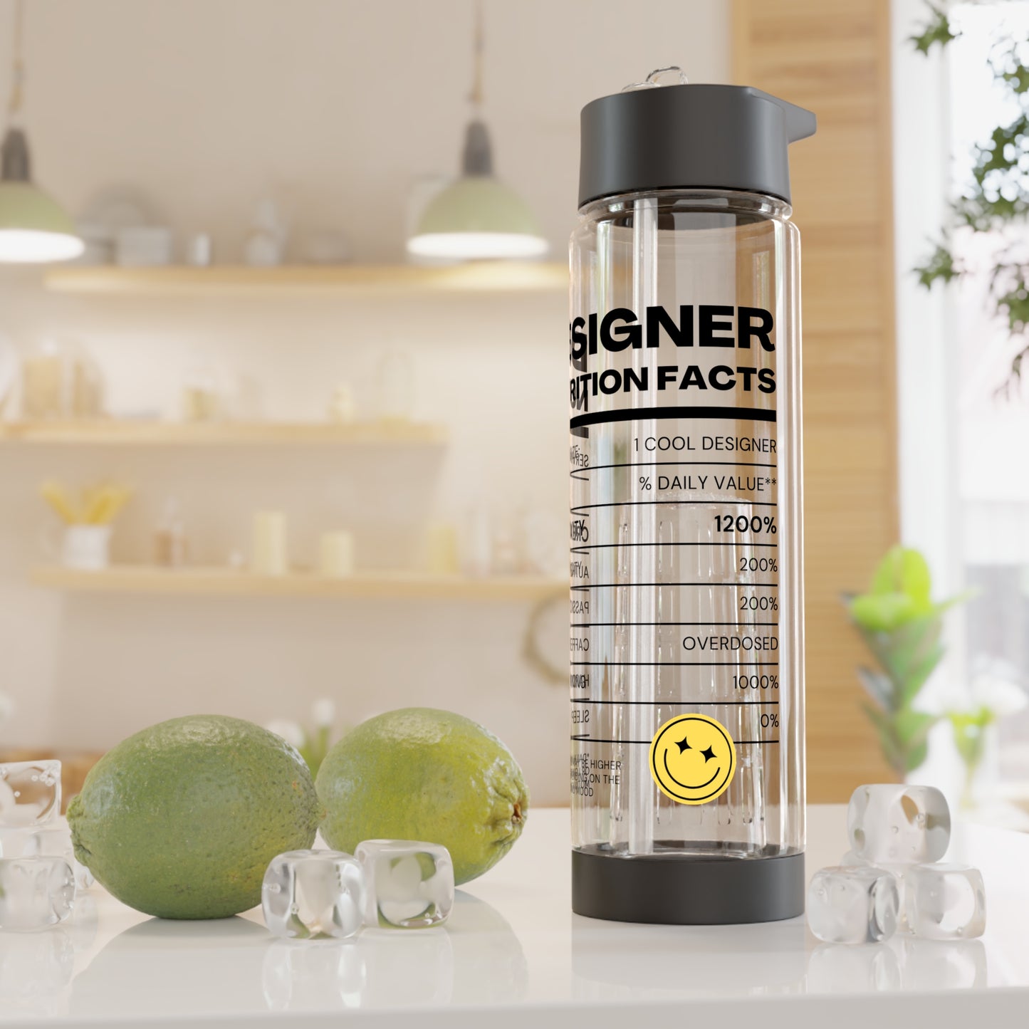 Eco Black Designer Infuser Water Bottle