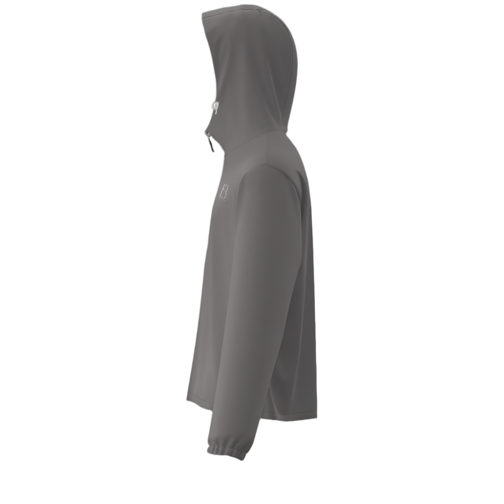 Athletic Gray Men's Full-Zip Hooded Windbreaker Jacket - Water Resistant