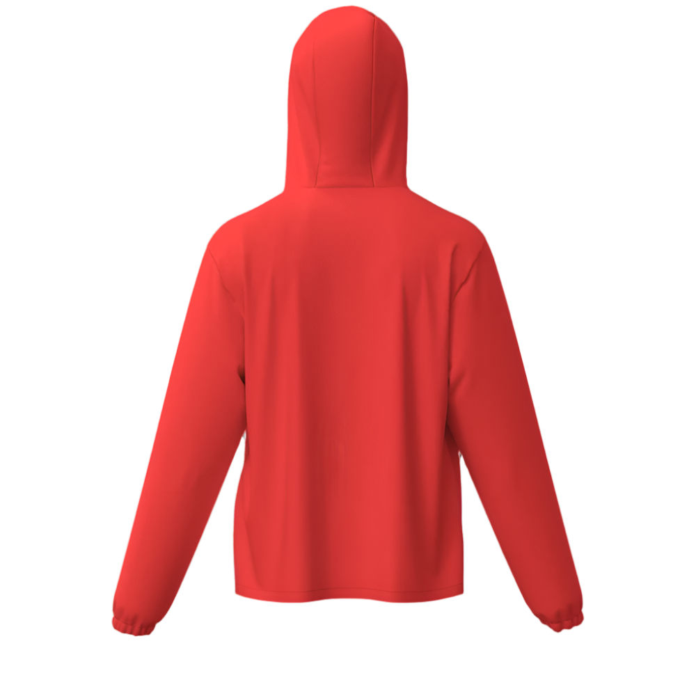 Athletic Red Men's Full-Zip Hooded Windbreaker Jacket - Water Resistant