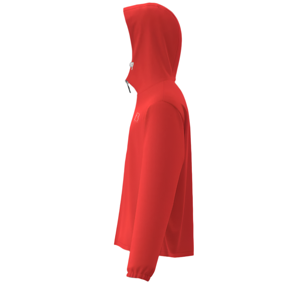 Athletic Red Men's Full-Zip Hooded Windbreaker Jacket - Water Resistant
