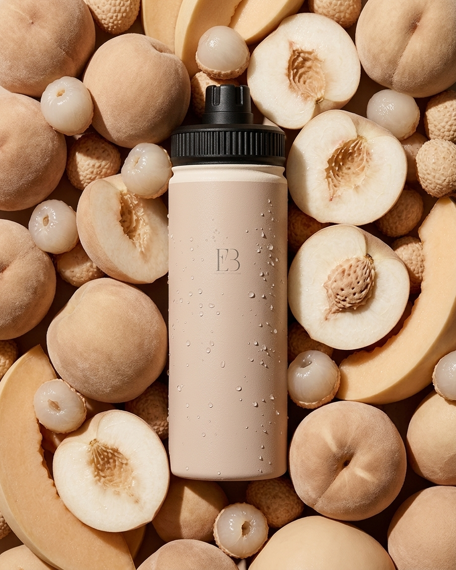 Blushing Petal insulated stainless steel water bottle in matte blush, black push lid.
