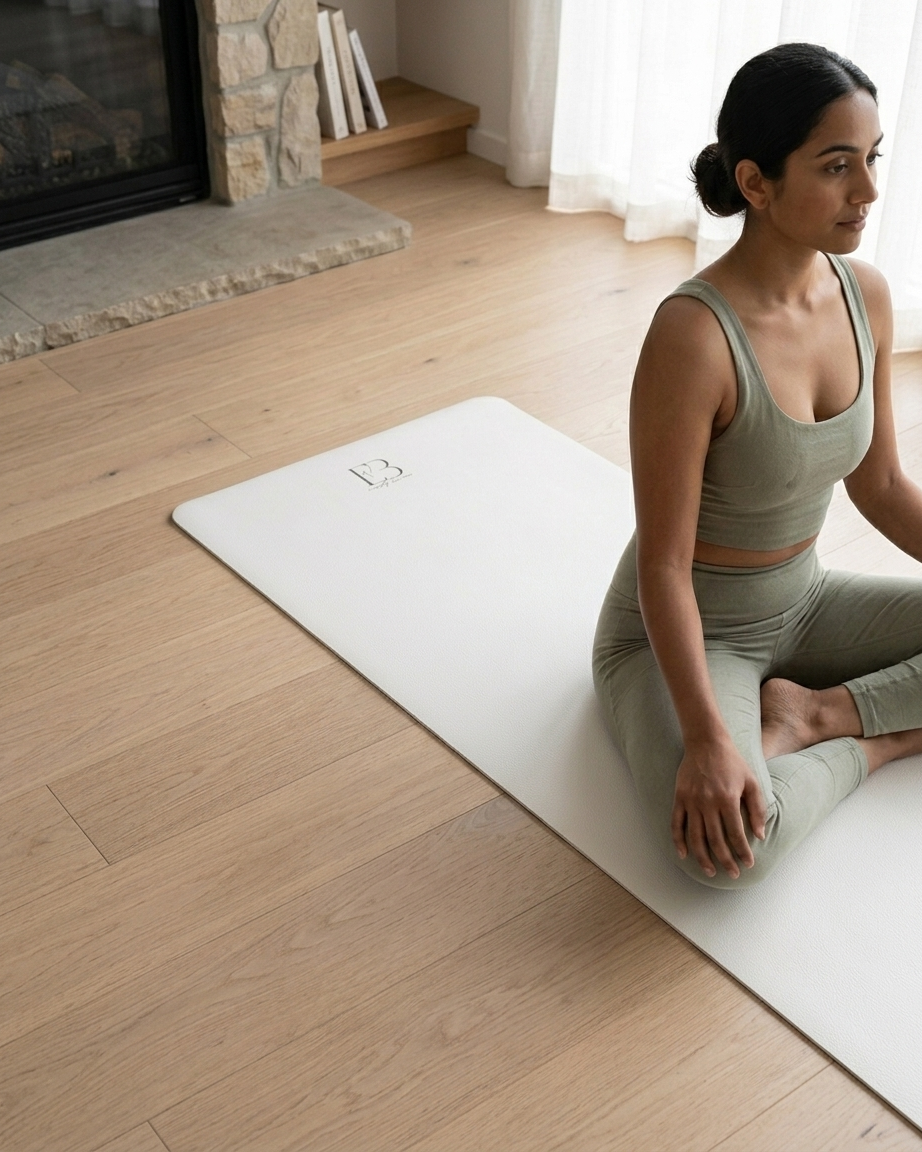 Vanilla Cream Natural Rubber Yoga Mat | Non-Toxic & Eco-Friendly | Eco Black