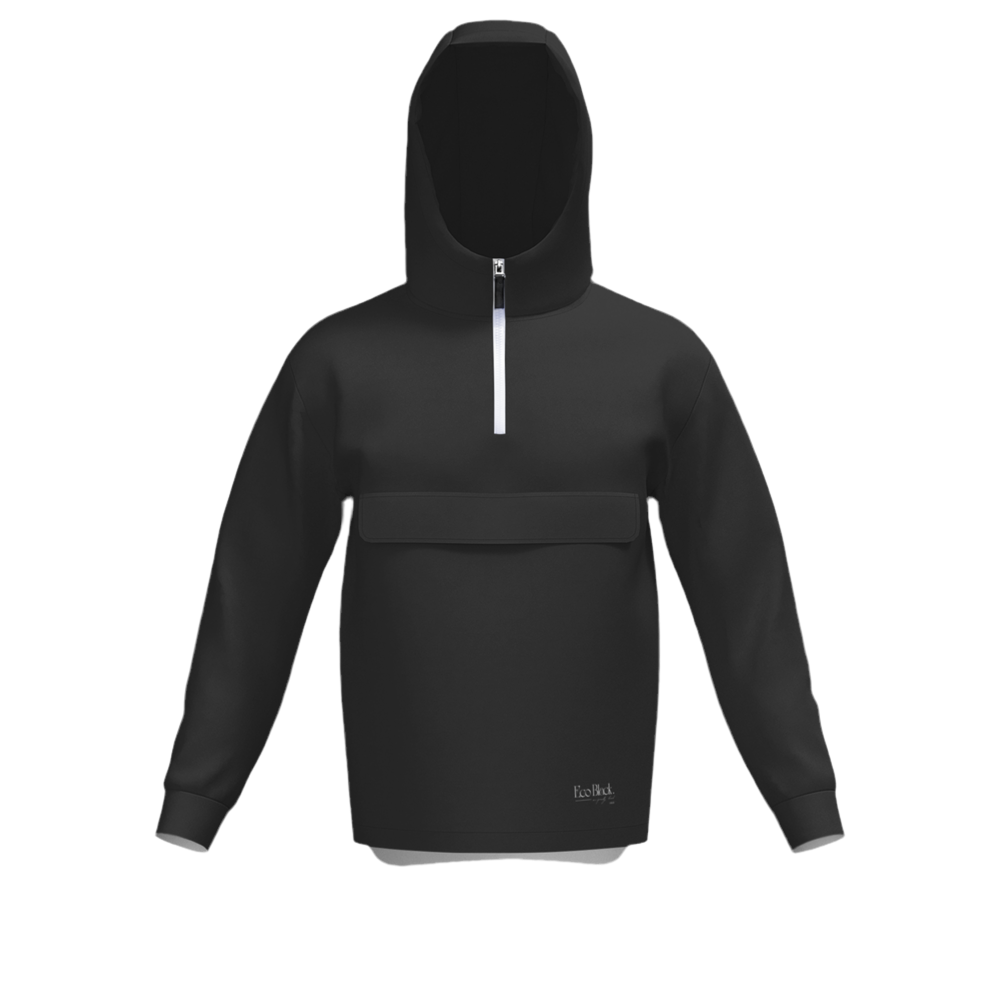 Charcoal Black Men's Fleece-Lined Quarter Zip Pocket Hoodie