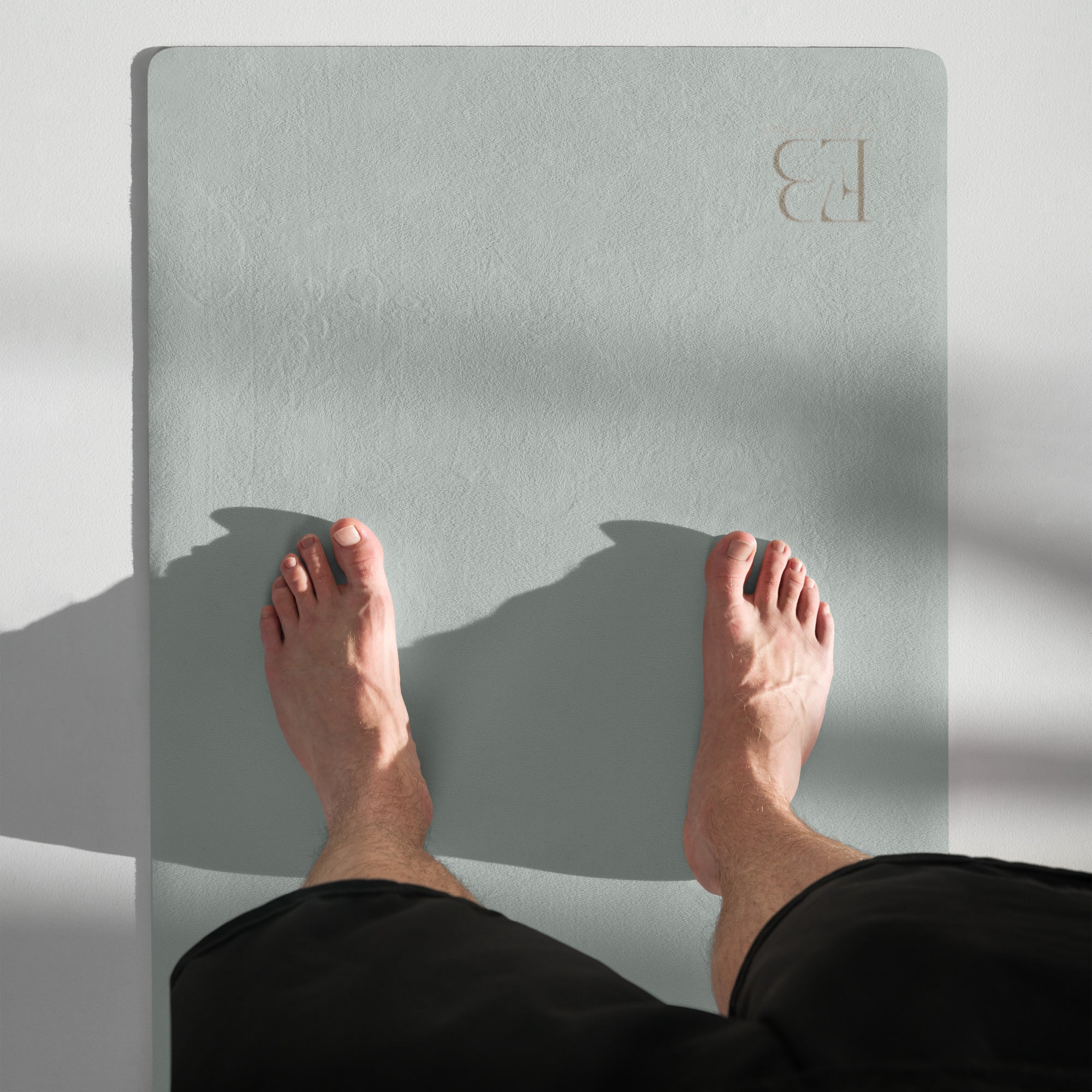 Close-up of non-slip surface on natural rubber performance yoga mat
