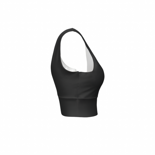 Eco Black Longline V-Shape-Back Sports Bra
