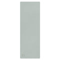 Misty sage natural rubber yoga mat, smooth surface with subtle logo at bottom