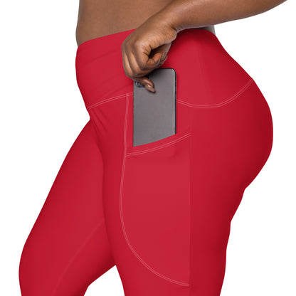 Red Athletic Leggings with pockets 