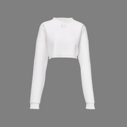 Zen Veil Women's Cropped Crewneck Sweatshirt-Techno Scuba Knit