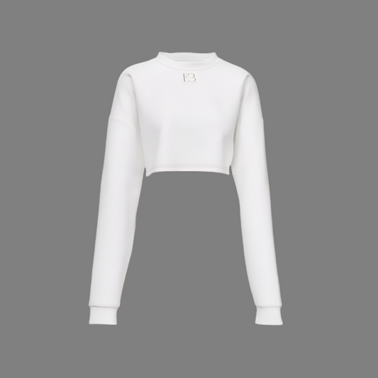 Zen Veil Women's Cropped Crewneck Sweatshirt-Techno Scuba Knit