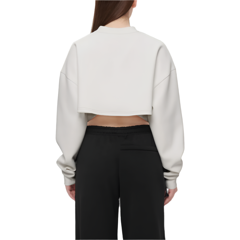 Zen Veil Women's Cropped Crewneck Sweatshirt-Techno Scuba Knit