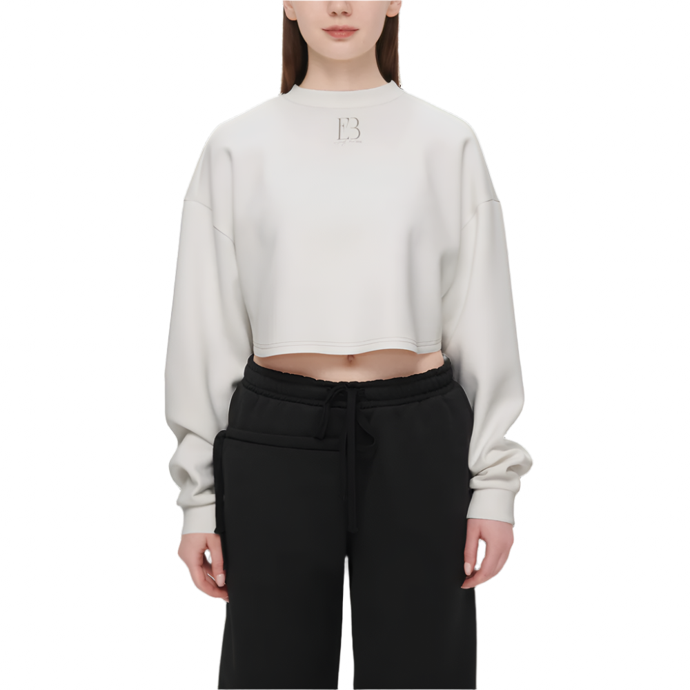 Zen Veil Women's Cropped Crewneck Sweatshirt-Techno Scuba Knit