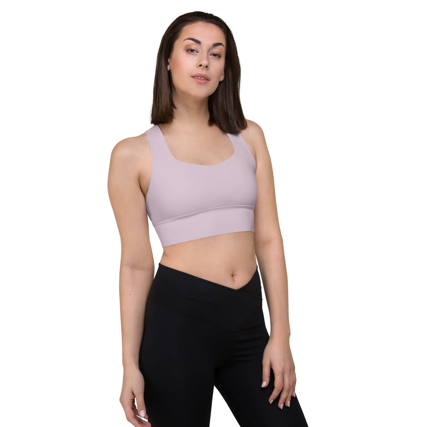 Eco Black Longline sports bra - Pale Twilight