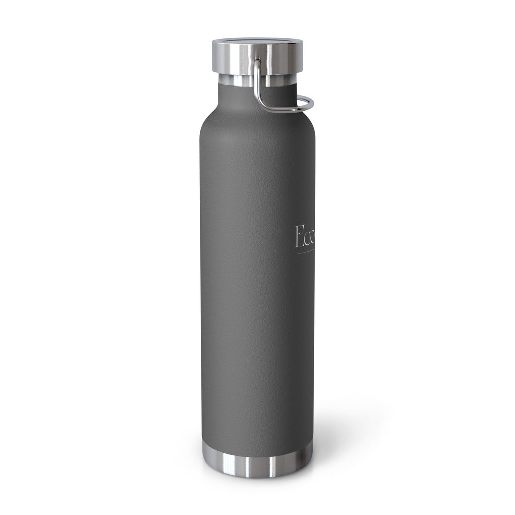 Eco Black | Gray Copper Vacuum Insulated Bottle 22 oz— Eco-Friendly Yoga & Travel Water Bottle 