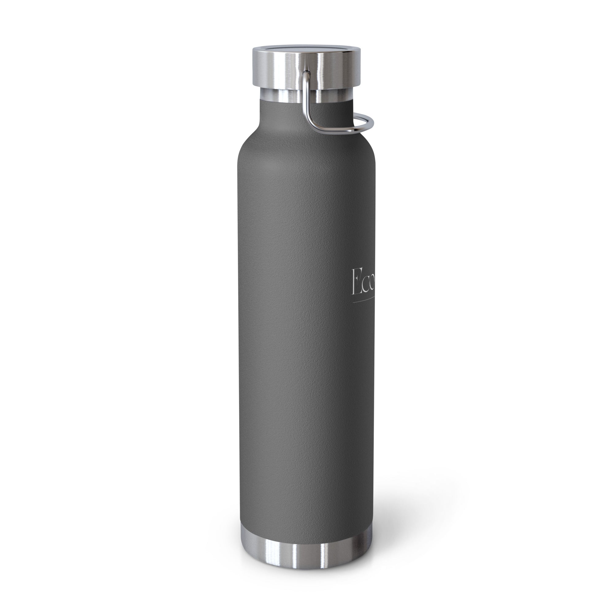 Eco Black | Gray Copper Vacuum Insulated Bottle 22 oz— Eco-Friendly Yoga & Travel Water Bottle 