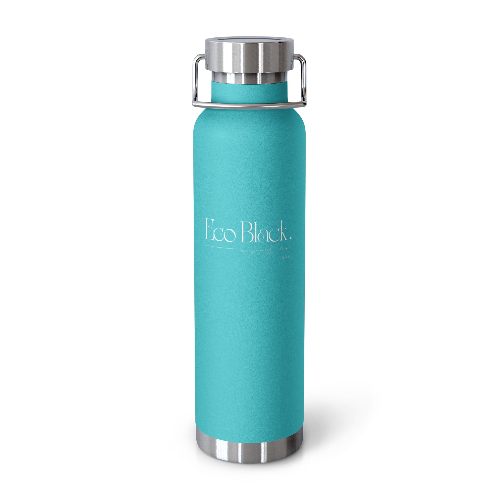 Eco Black | Mint Green Copper Vacuum Insulated Bottle 22 oz— Eco-Friendly Yoga & Travel Water Bottle 