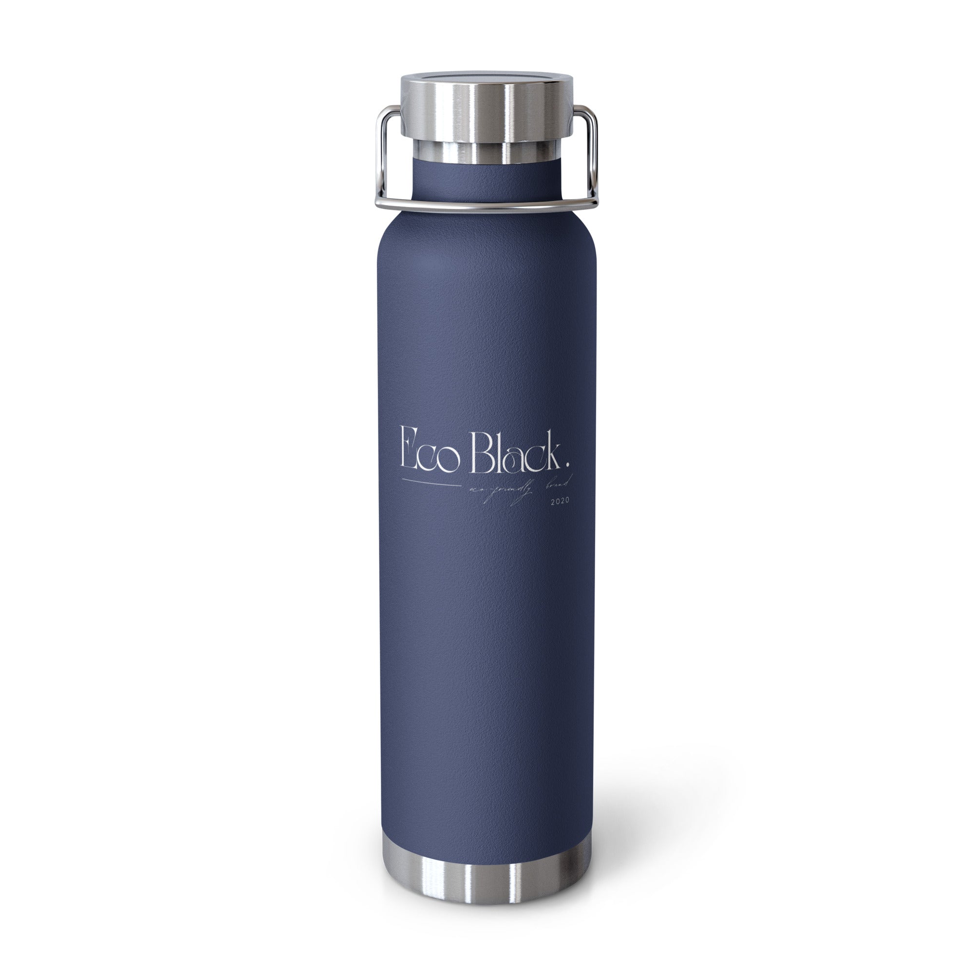 Eco Black | Navy Copper Vacuum Insulated Bottle 22 oz— Eco-Friendly Yoga & Travel Water Bottle 