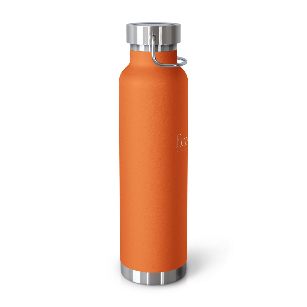 Eco Black | Orange Copper Vacuum Insulated Bottle 22 oz— Eco-Friendly Yoga & Travel Water Bottle 