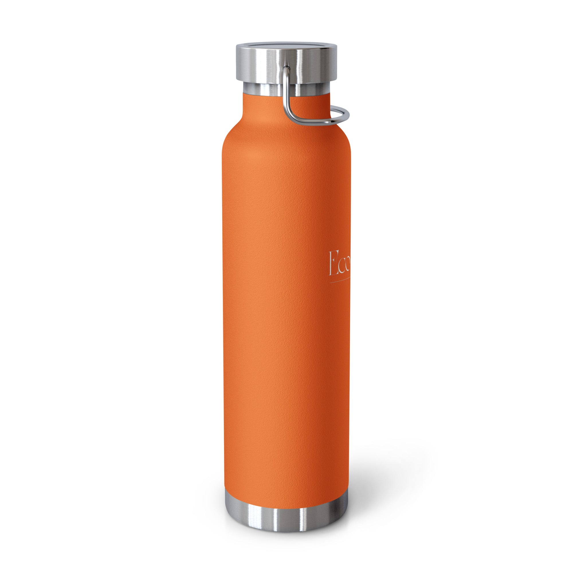 Eco Black | Orange Copper Vacuum Insulated Bottle 22 oz— Eco-Friendly Yoga & Travel Water Bottle 