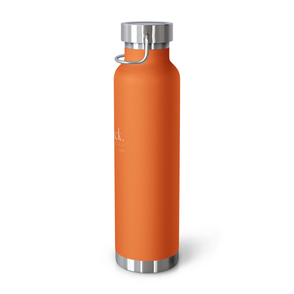 Eco Black | Orange Copper Vacuum Insulated Bottle 22 oz— Eco-Friendly Yoga & Travel Water Bottle 