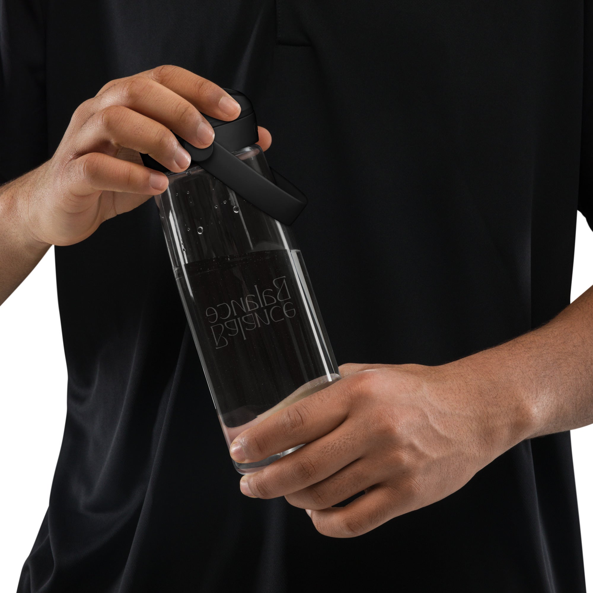 Eco Black Flip Straw Water Bottle | 25 oz BPA-Free Recycled Plastic | Leak-Proof & Shatter-Resistant | Eco-Friendly Yoga & Gym Hydration Bottle