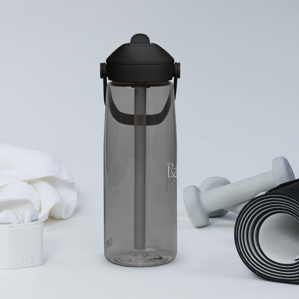 Eco Black Flip Straw Water Bottle | 25 oz BPA-Free Recycled Plastic | Leak-Proof & Shatter-Resistant | Eco-Friendly Yoga & Gym Hydration Bottle