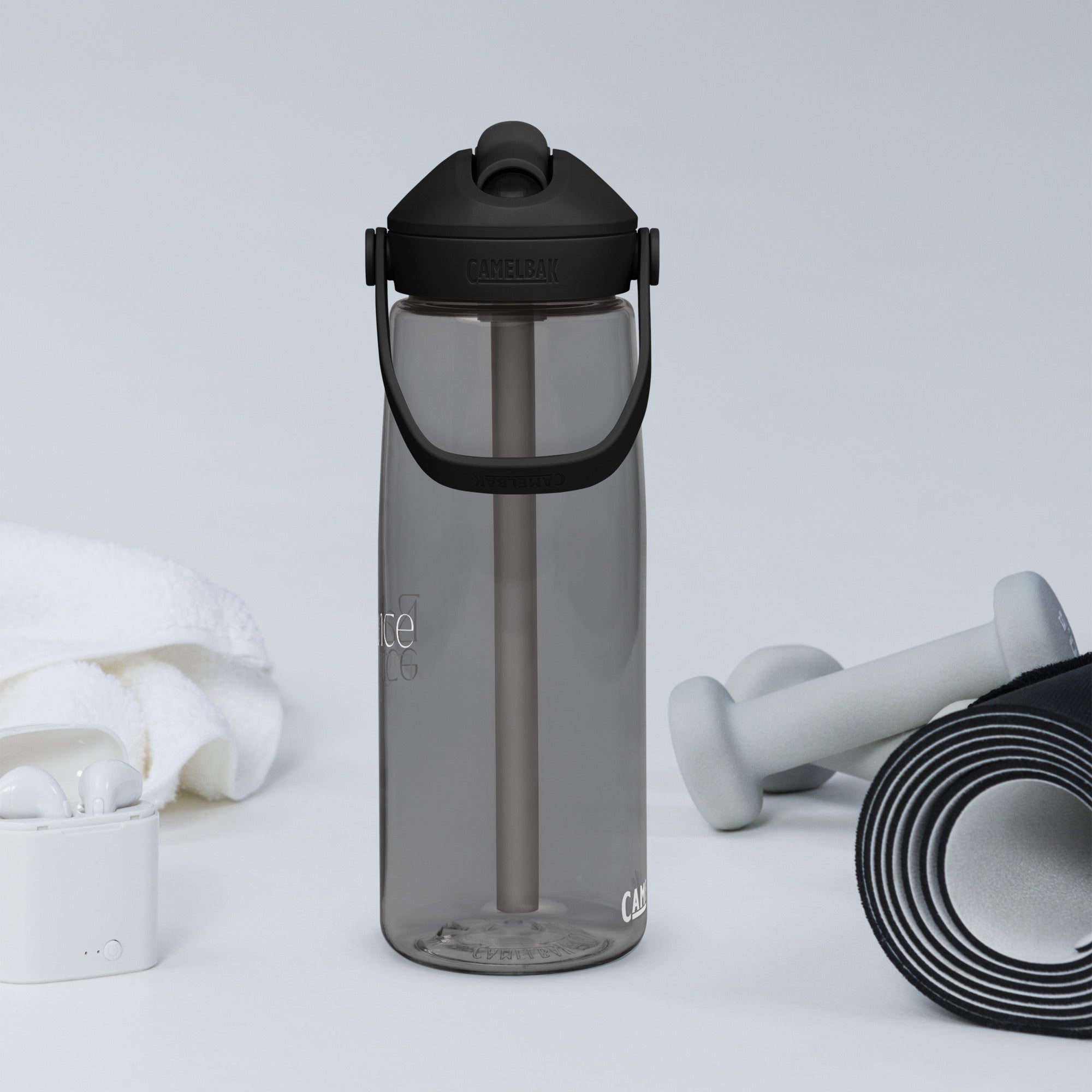 Eco Black Flip Straw Water Bottle | 25 oz BPA-Free Recycled Plastic | Leak-Proof & Shatter-Resistant | Eco-Friendly Yoga & Gym Hydration Bottle