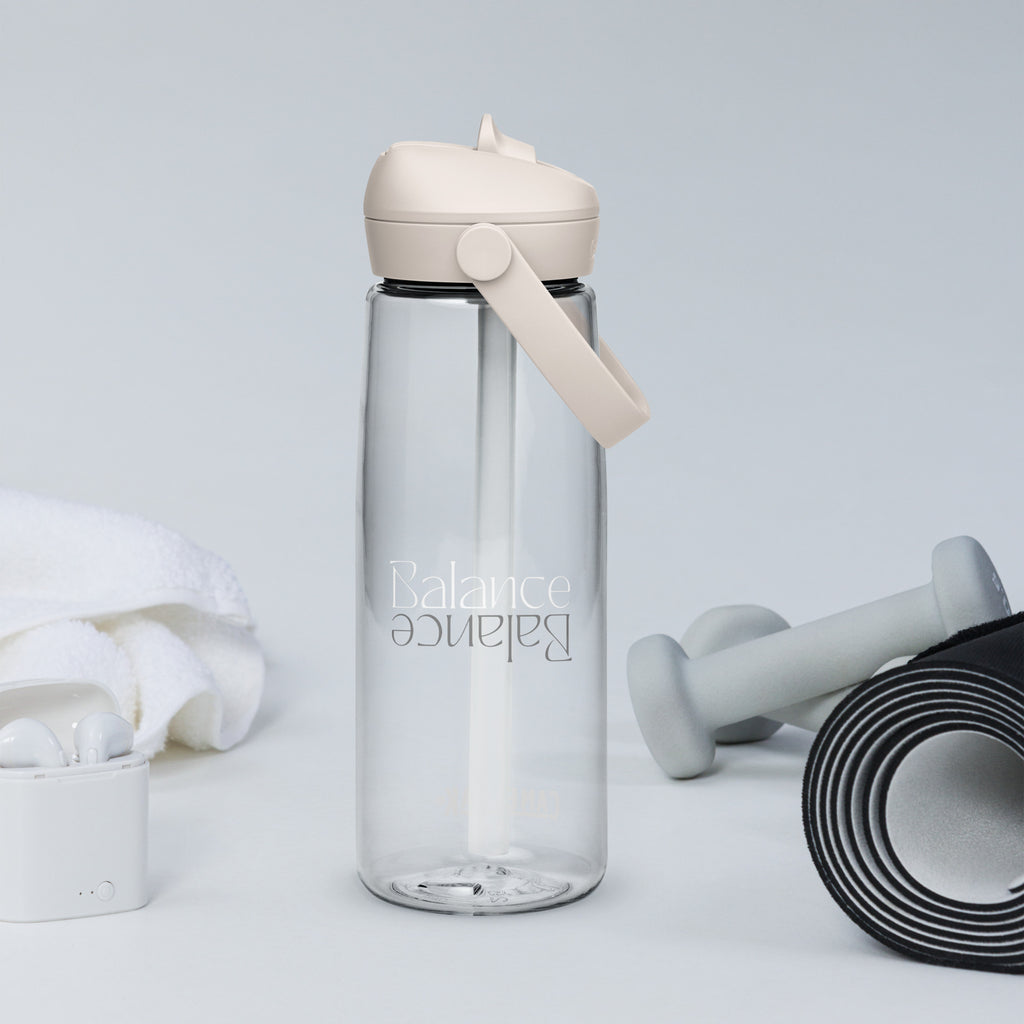 Eco Black Flip Straw Water Bottle | 25 oz BPA-Free Recycled Plastic | Leak-Proof & Shatter-Resistant | Eco-Friendly Yoga & Gym Hydration Bottle