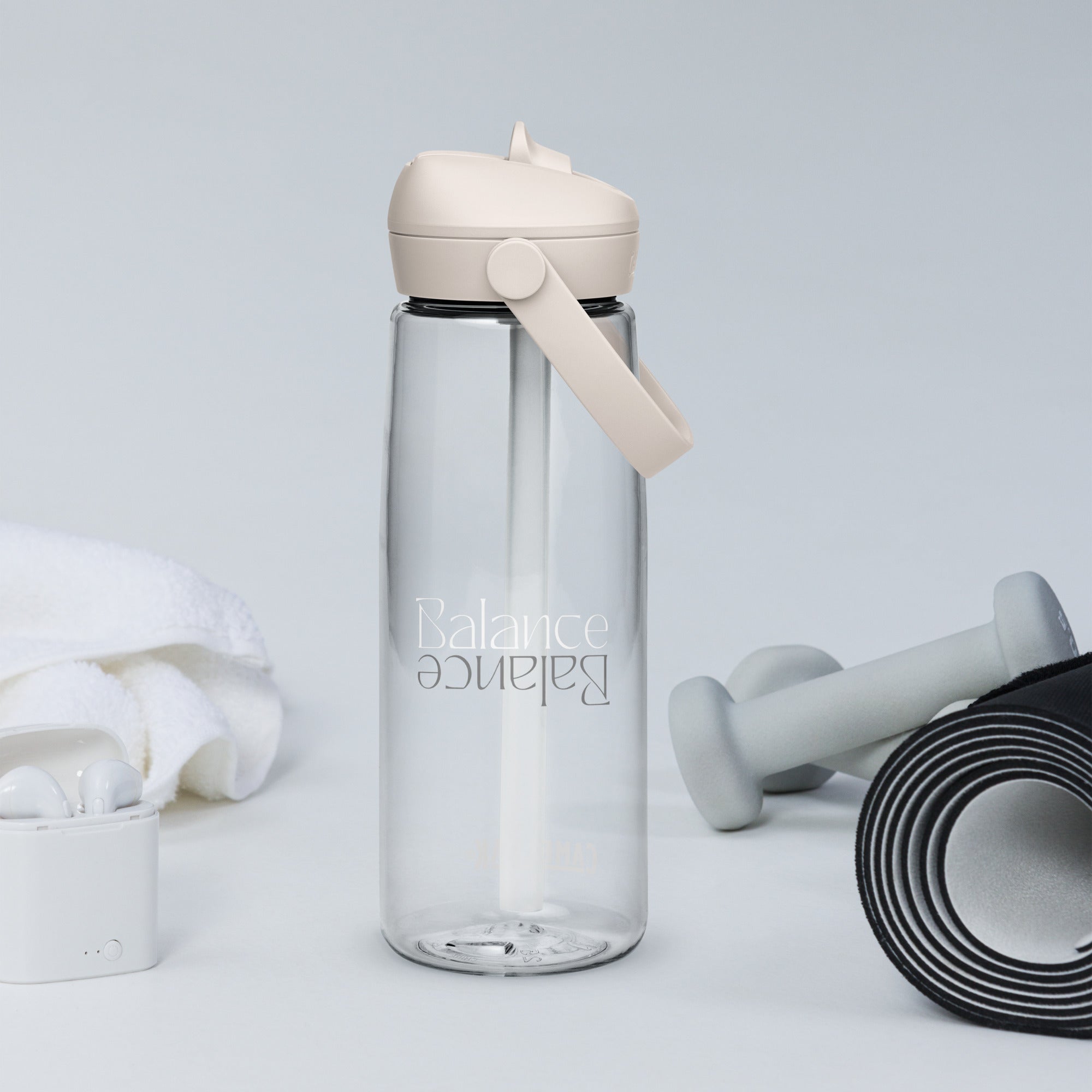 Eco Black Flip Straw Water Bottle | 25 oz BPA-Free Recycled Plastic | Leak-Proof & Shatter-Resistant | Eco-Friendly Yoga & Gym Hydration Bottle