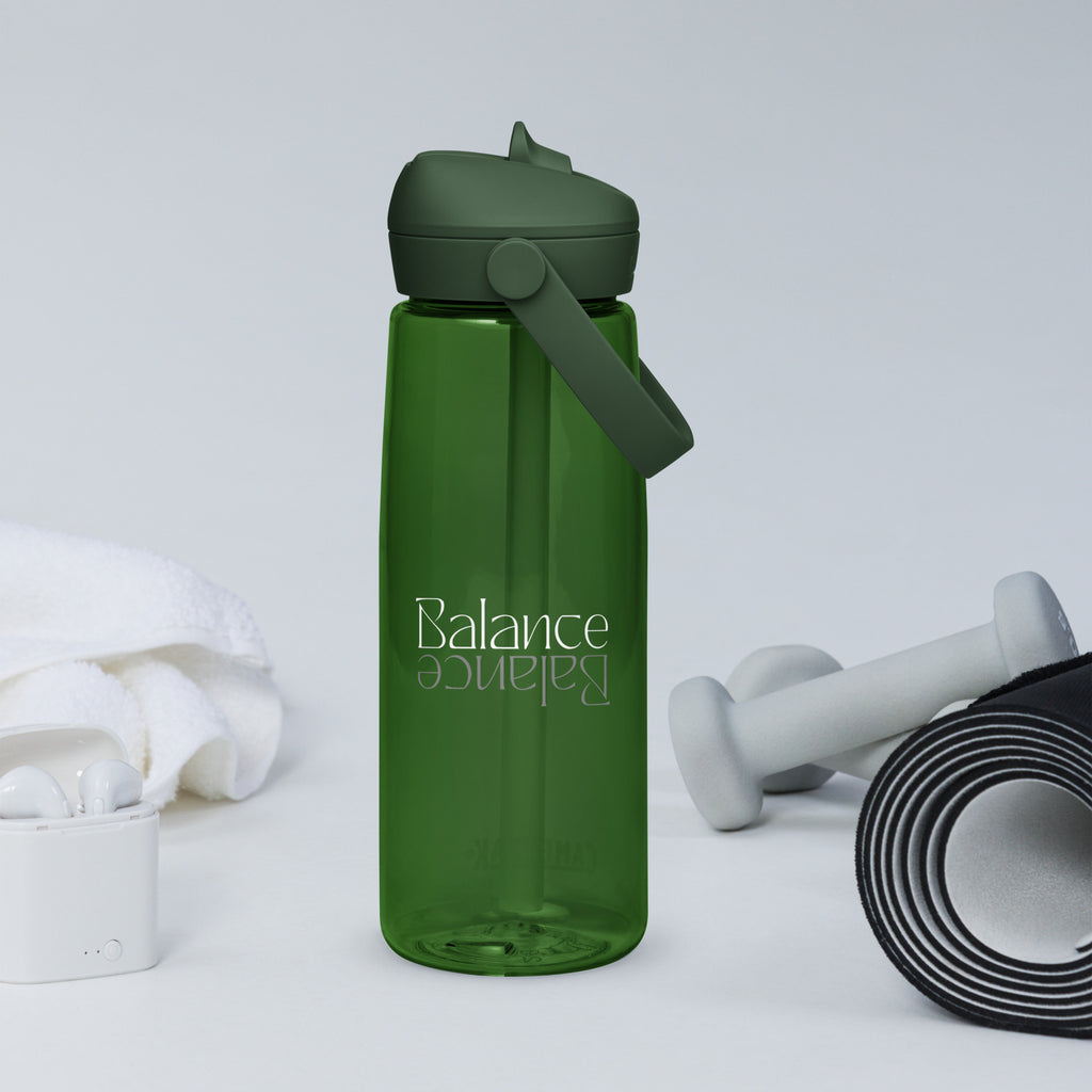 Eco Black Flip Straw Water Bottle | 25 oz BPA-Free Recycled Plastic | Leak-Proof & Shatter-Resistant | Eco-Friendly Yoga & Gym Hydration Bottle