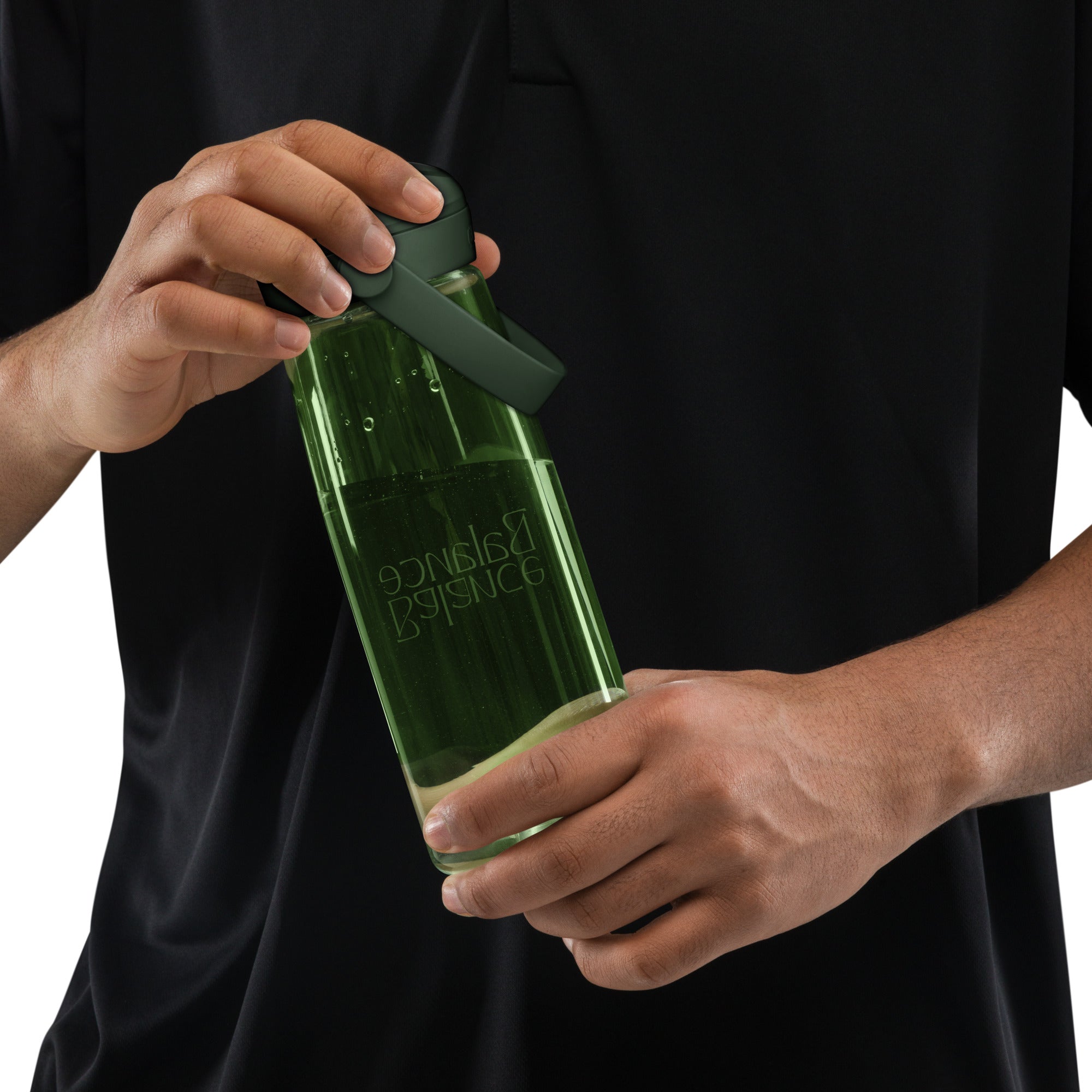Eco Black Flip Straw Water Bottle | 25 oz BPA-Free Recycled Plastic | Leak-Proof & Shatter-Resistant | Eco-Friendly Yoga & Gym Hydration Bottle