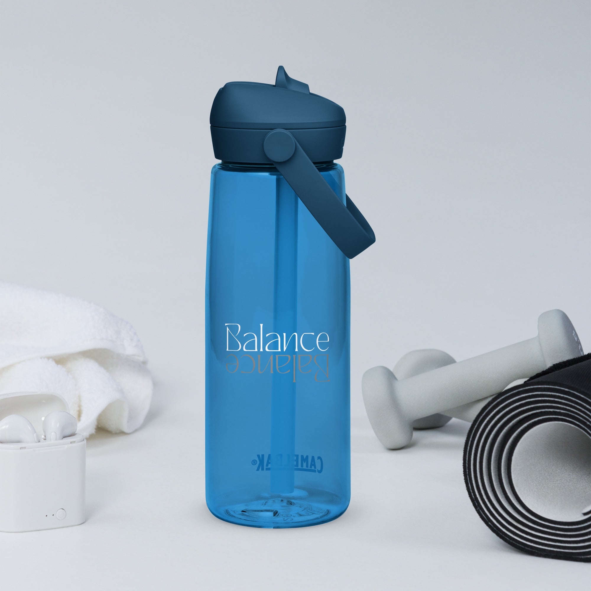 Eco Black Flip Straw Water Bottle | 25 oz BPA-Free Recycled Plastic | Leak-Proof & Shatter-Resistant | Eco-Friendly Yoga & Gym Hydration Bottle
