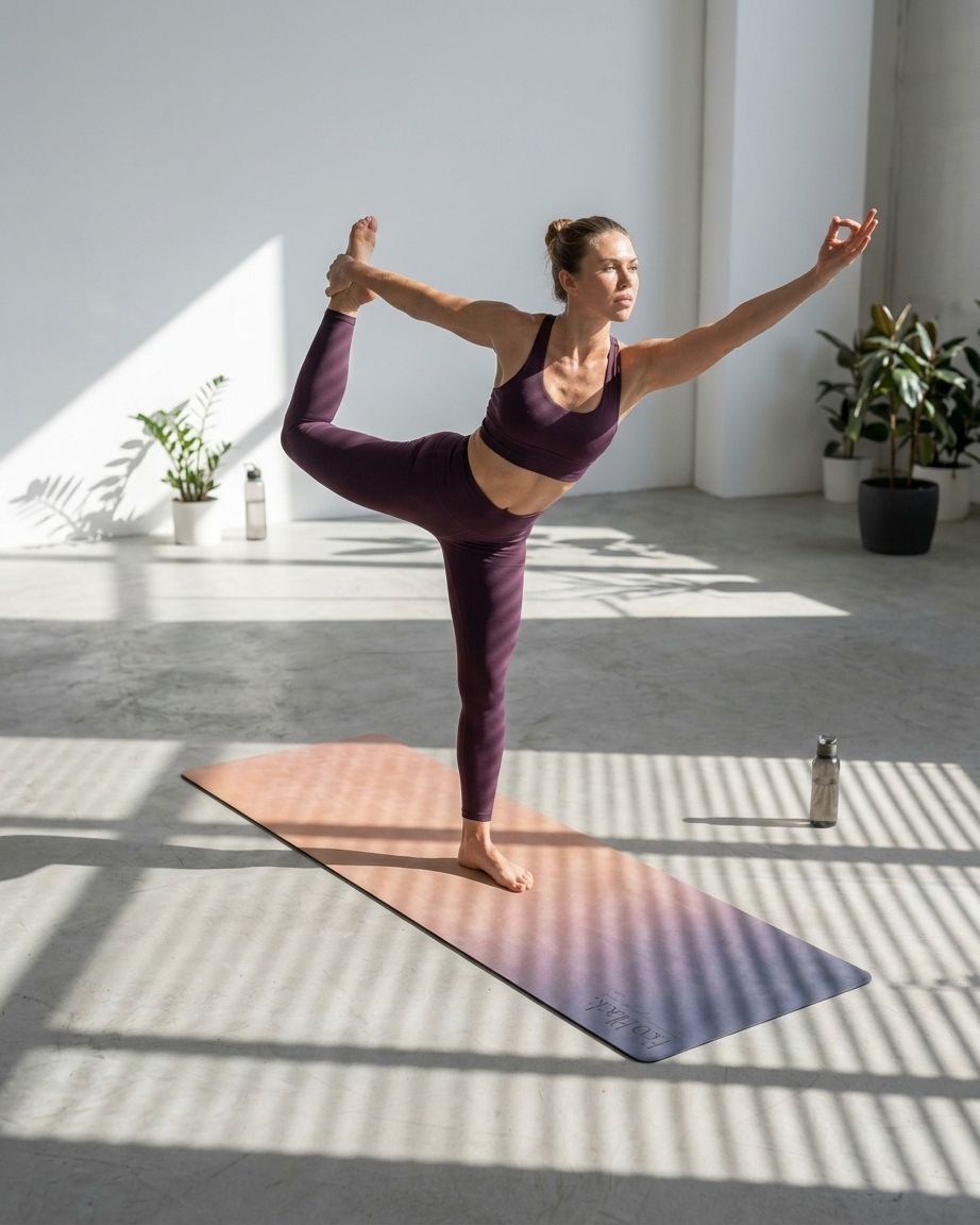 Sunset Hour Natural Rubber Yoga Mat | Non-Toxic & Eco-Friendly | Eco Black