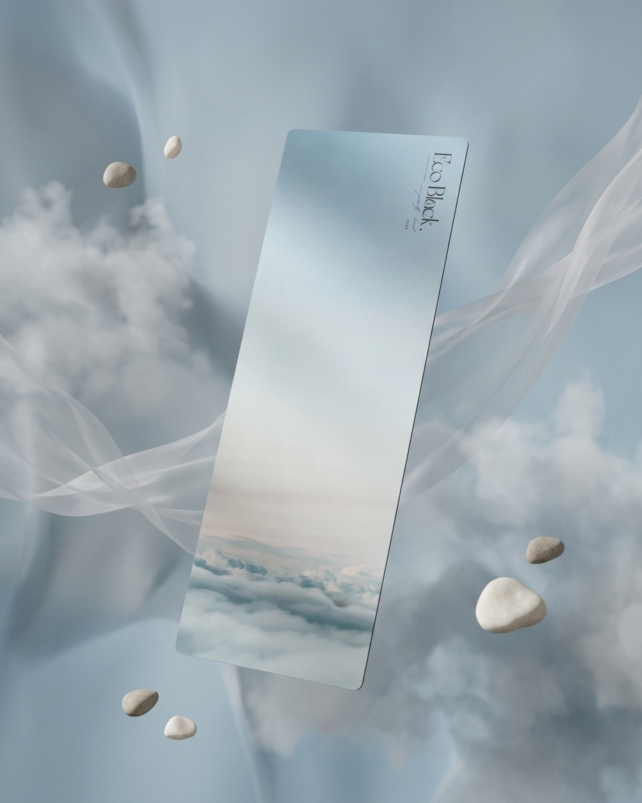 Light blue cloud-pattern yoga mat with folded packaging display