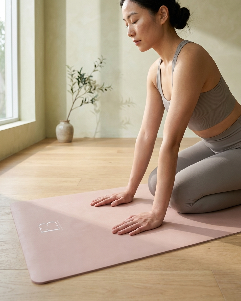 Blushing Petal Natural Rubber Yoga Mat | Non-Toxic & Eco-Friendly | Eco Black