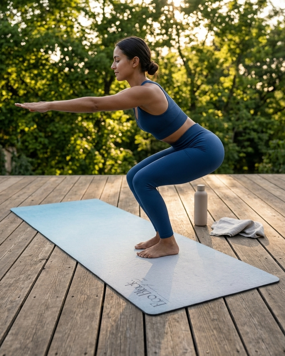 Azure Calm Natural Rubber Yoga Mat | Non-Toxic & Eco-Friendly | Eco Black