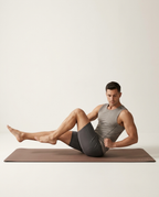 Chocolate natural rubber yoga mat laid flat for yoga practice