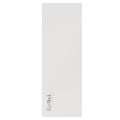Light gray yoga mat panel with small corner logo print near bottom
