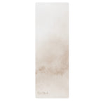Caramel-wash natural rubber yoga mat in light beige with EcoBlack logo on corner