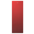 Crimson yoga mat with embossed logo, top view