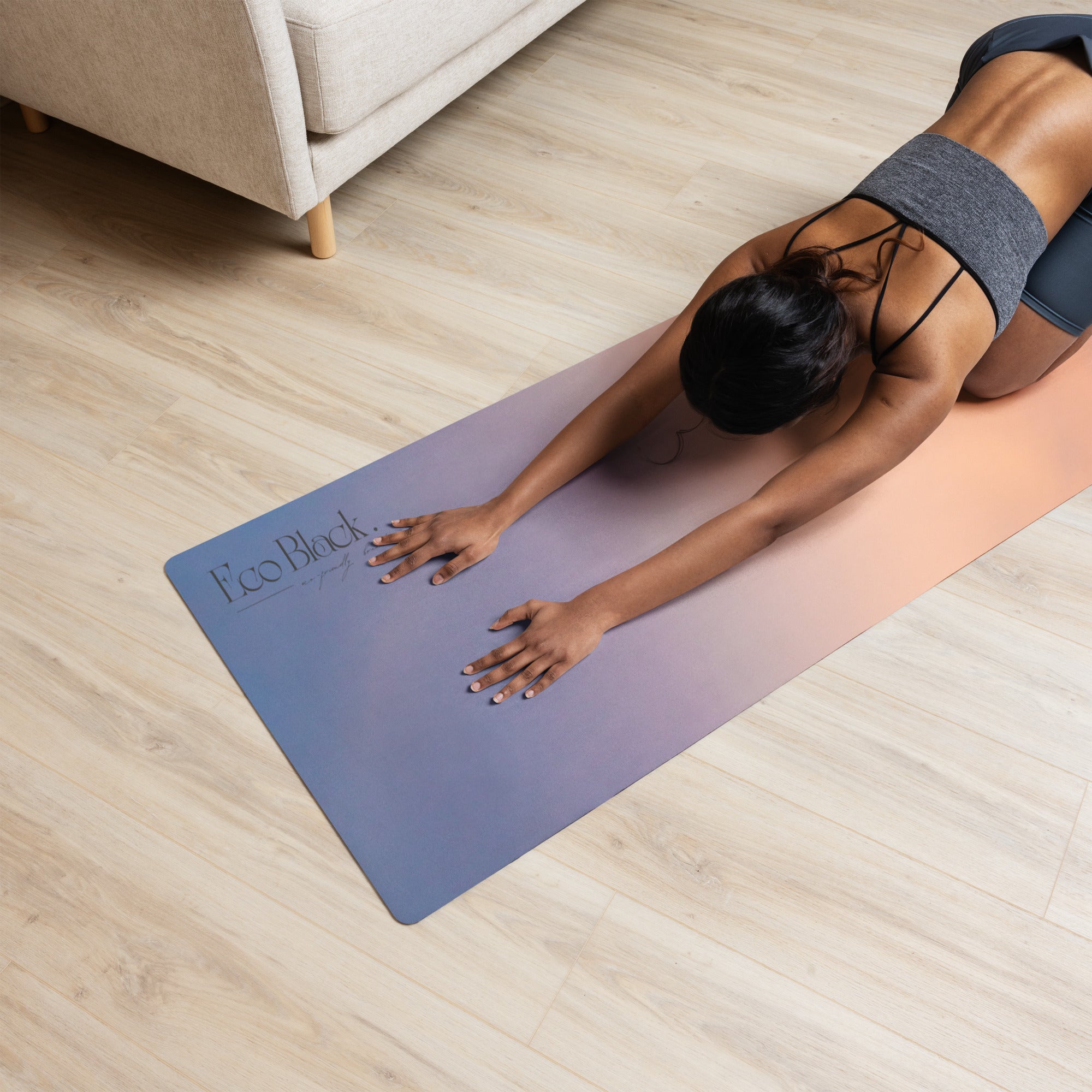 Sunset Hour Natural Rubber Yoga Mat | Non-Toxic & Eco-Friendly | Eco Black