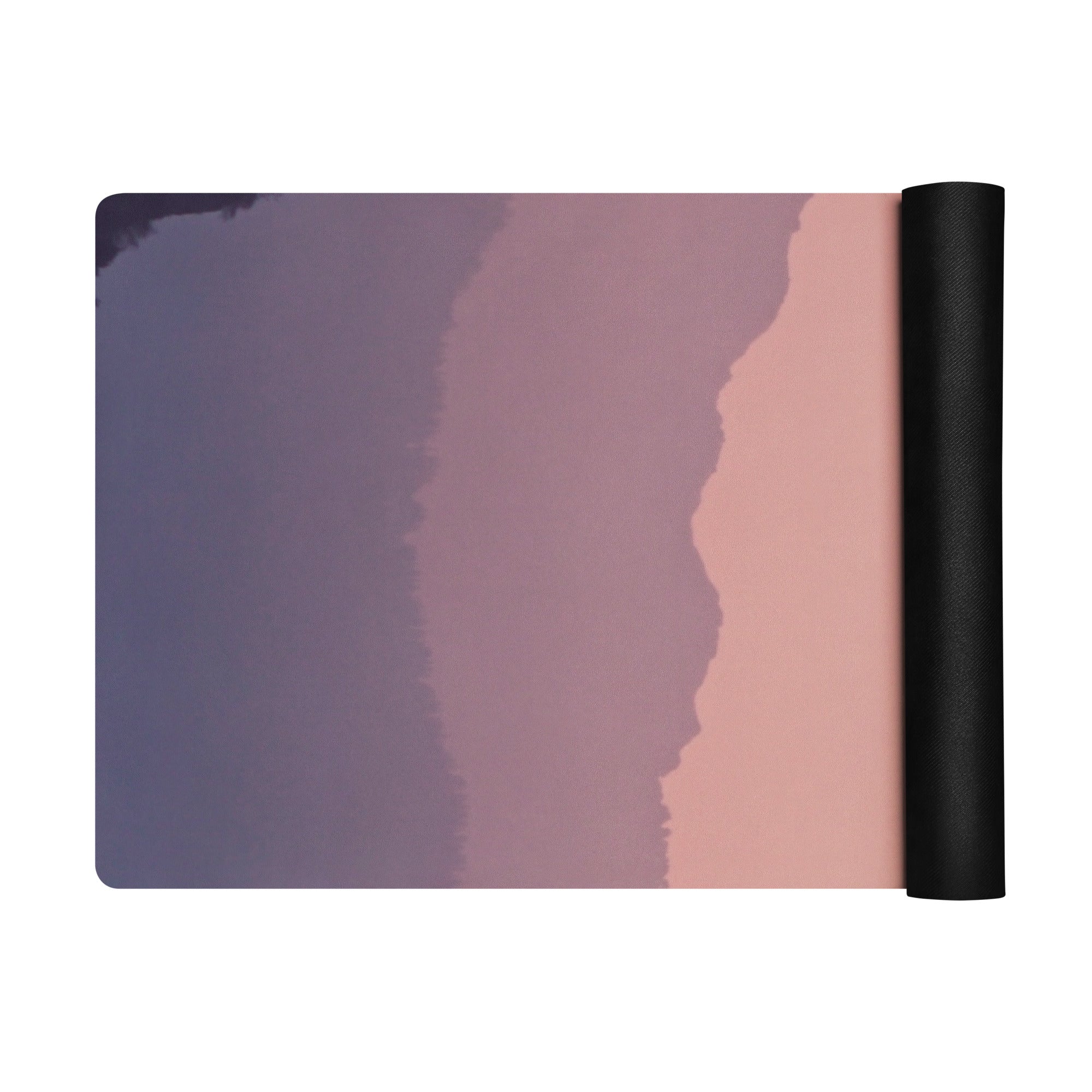 Yoga mat rolled end, mauve and purple gradient pattern