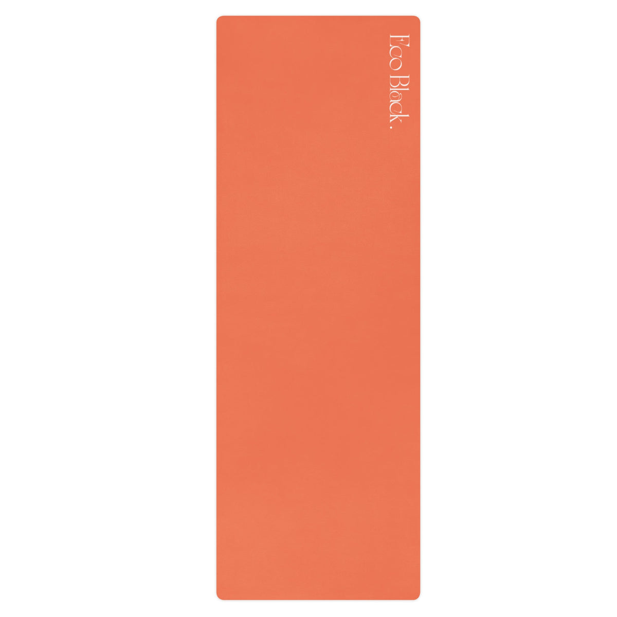 Orange natural rubber yoga mat with rounded corners and subtle embossed logo.
