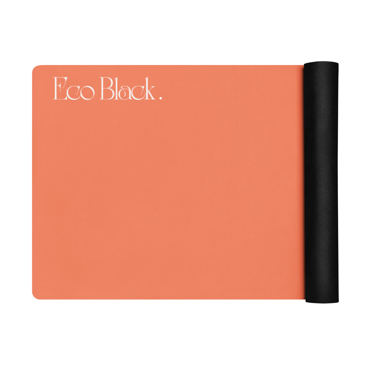 Orange yoga mat with a black rolled edge on the side.