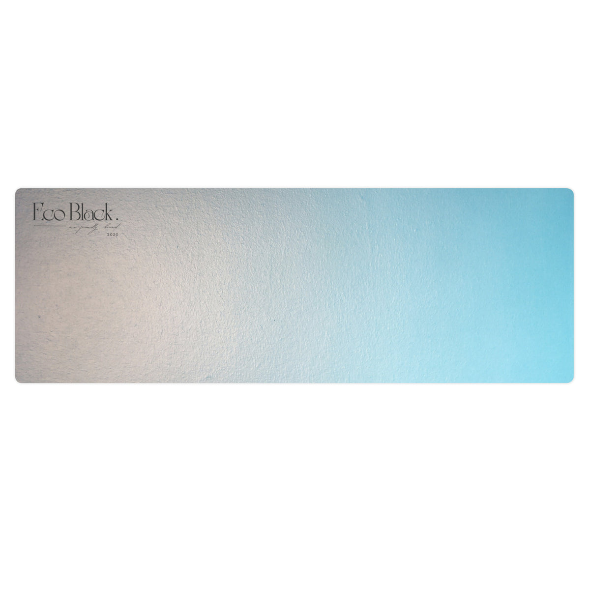 Natural rubber yoga mat with dark gray to light blue gradient surface