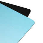 Blue yoga mat corner with black non-slip border