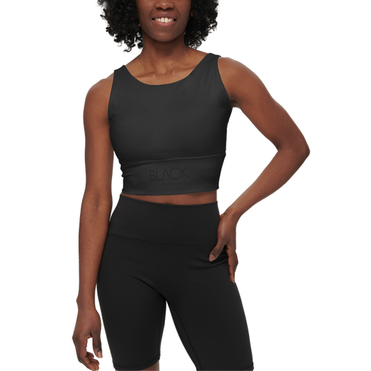 Eco Black Longline V-Shape-Back Sports Bra