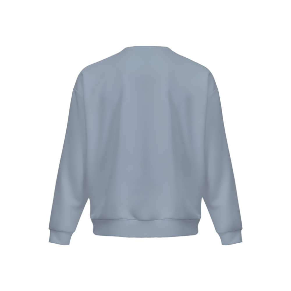 Men’s Relaxed Fit Grayish Light Blue Sweatshirt with Front Patch-Super Heavy 375g