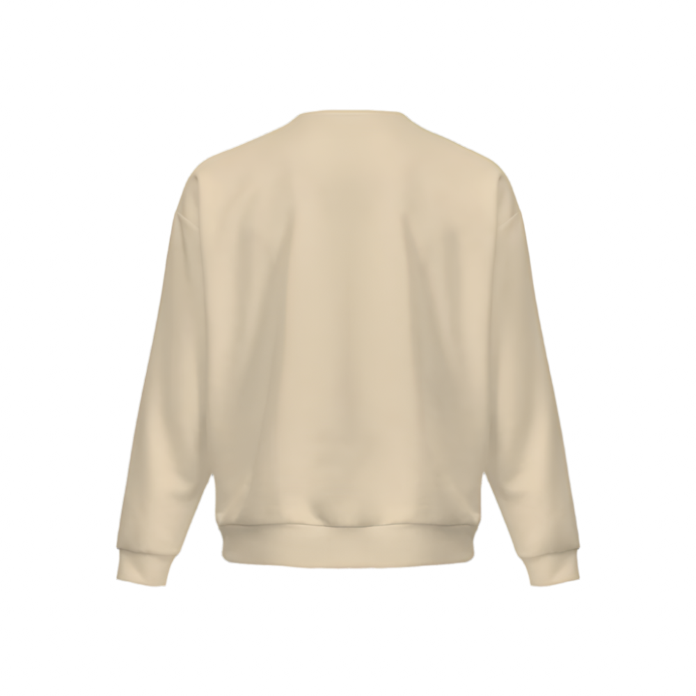 Men’s Relaxed Fit Light Ivory Sweatshirt with Front Patch-Super Heavy 375g